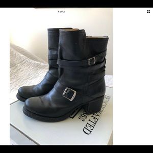 Frye Vera Strappy Black Leather Boots Size 9
